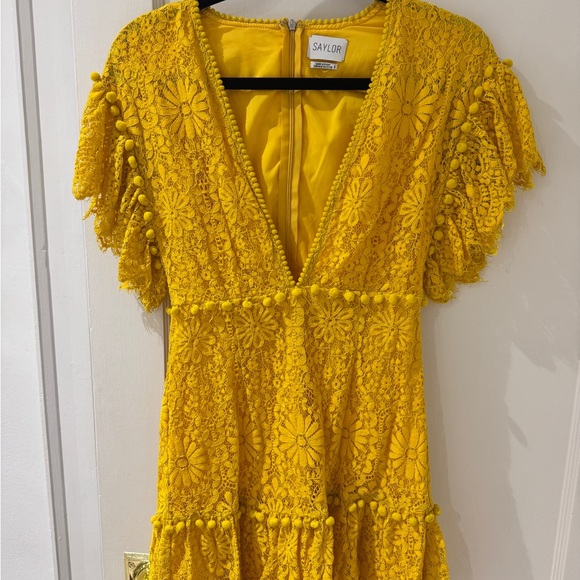 Saylor Yellow Ruffled Mini Dress Size Small - Picture 4 of 7